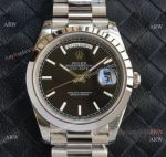 Swiss Made Copy Rolex Day-Date 40 Cal.3255 Watch Black Grid Dial Beveled Bezel